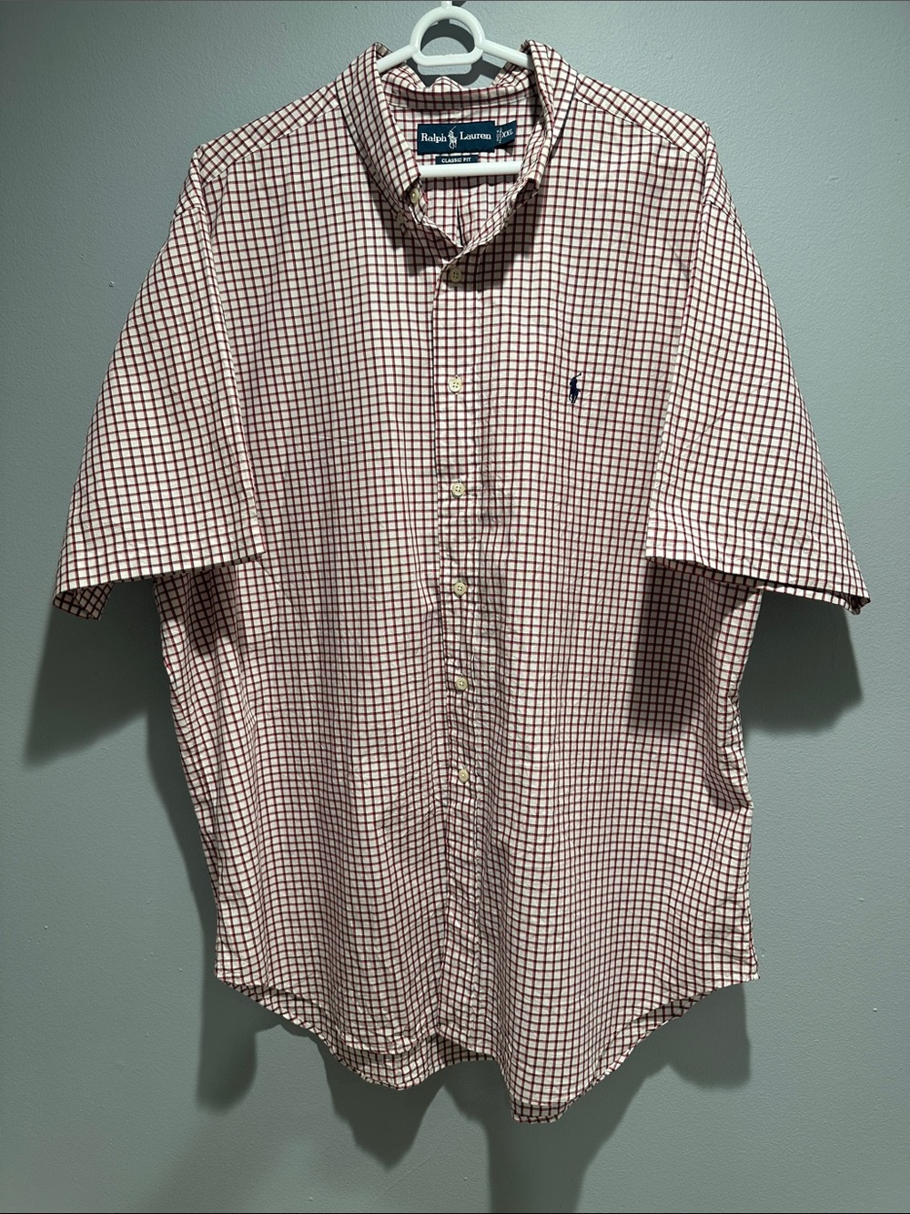 Ralph Lauren Men’s Short-Sleeve Gingham Button-Down Shirt - Red & White